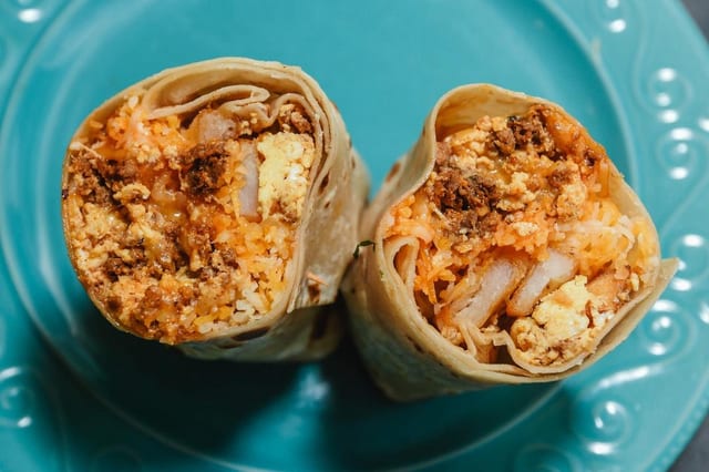 Chorizo (Mexican sausage) Burrito.