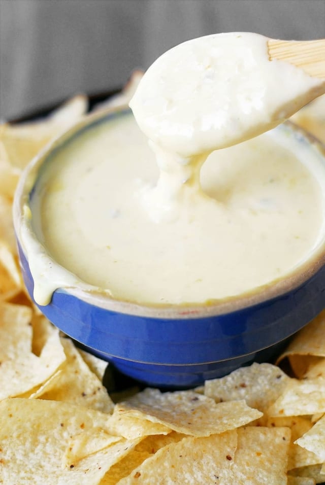 Chips and queso dip.