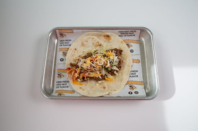 Soft tortilla Beef Taco.