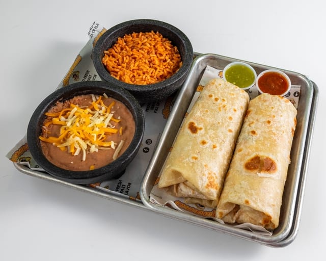 4. Two beef or chicken burritos.