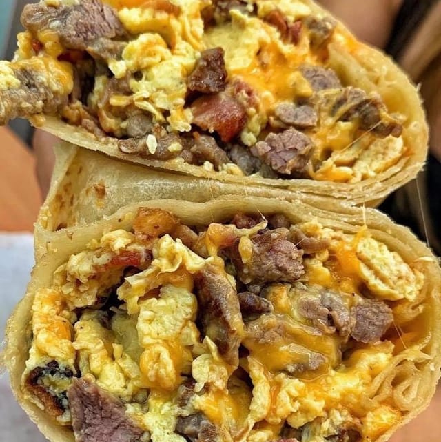 Carne Asada (steak) Breakfast burrito.